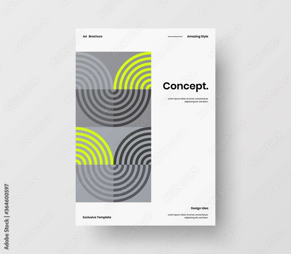 Fototapeta premium Amazing business presentation vector A4 vertical orientation front page mock up. Modern corporate report cover abstract geometric illustration design layout. Company identity brochure template.