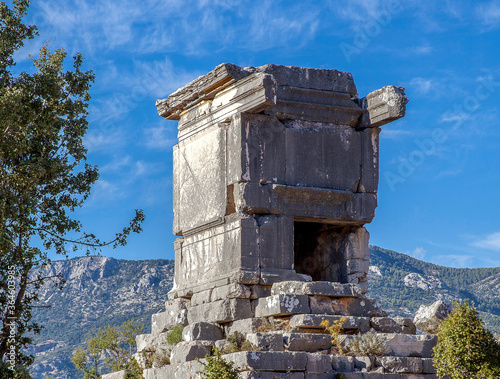 Obraz na plátně sarcophagus ruins in ancient sidyma city, Sidyma Ruins, Fethiye, Mugla, Turkey