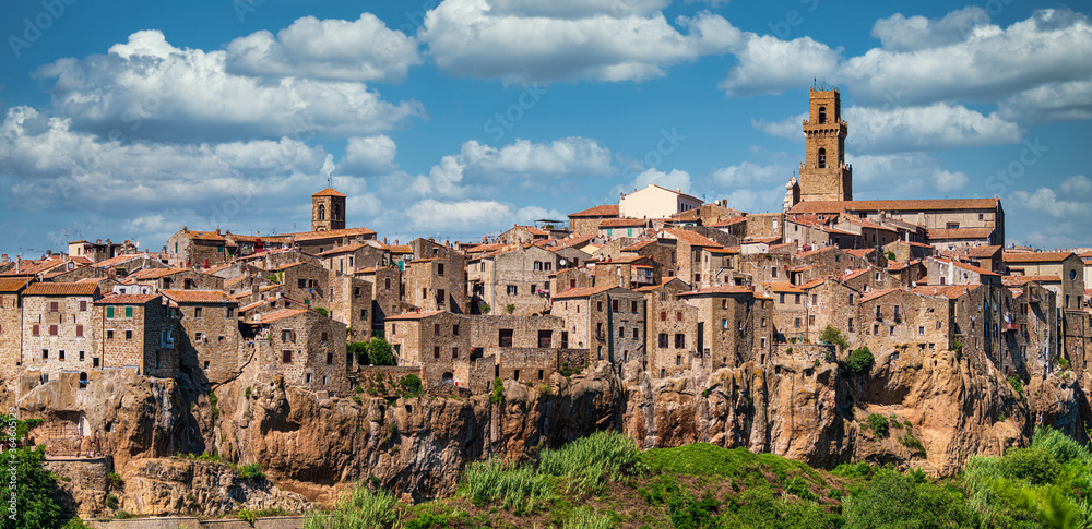 Italian medieval city of Pitigliano from above