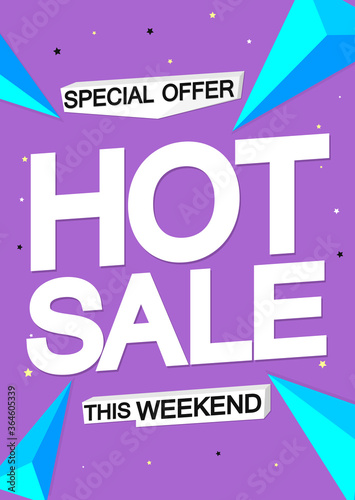 Hot Sale, poster design template, special offer, vector illustration