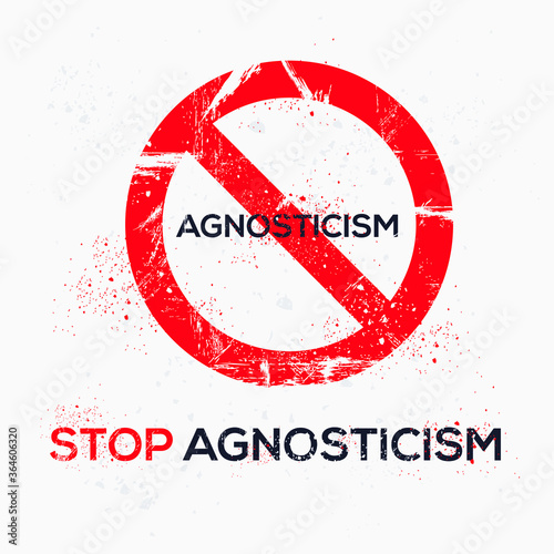 Warning sign (agnosticism), vector illustration.