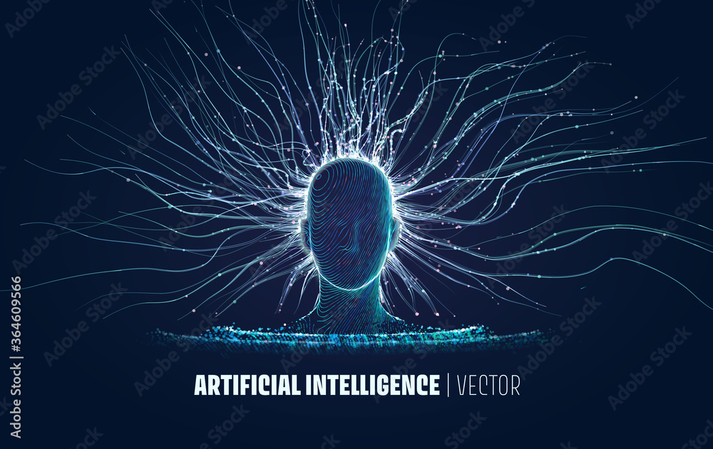 Abstract vector Artificial Intelligence illustration. Data collection ...