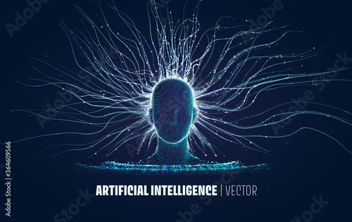 Abstract vector Artificial Intelligence illustration. Data collection and analysis process