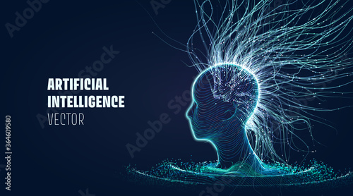 Vector futuristic technology Artificial Intelligence. Meditation process. Futuristic mind