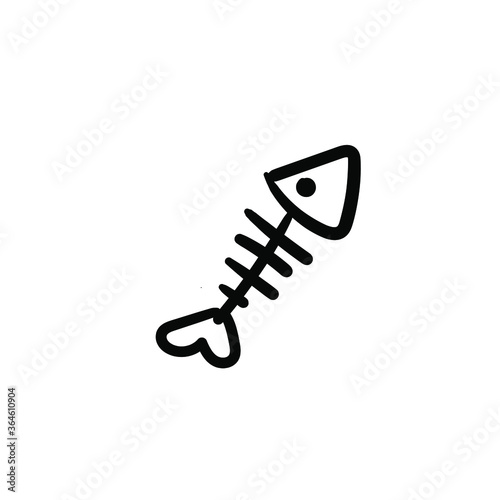 Hand drawn dead fish. Simple vector icon