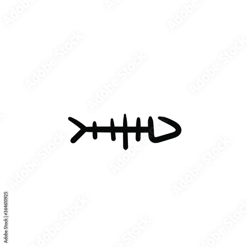 Hand drawn dead fish. Simple vector icon