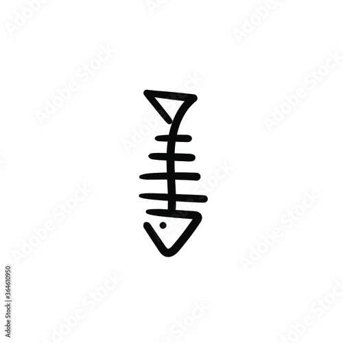 Hand drawn dead fish. Simple vector icon