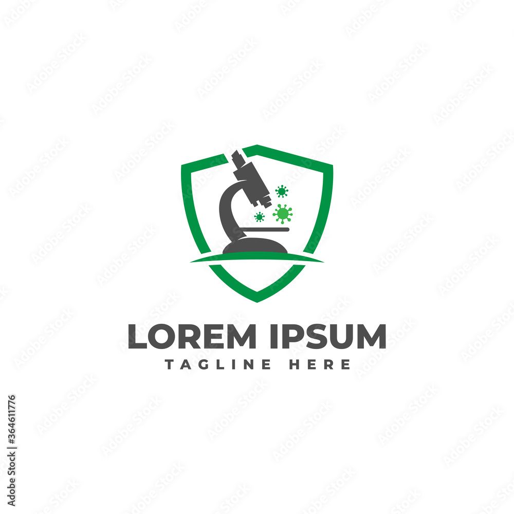 Bacterial Research with Microscope Logo Vector Icon Illustration Bacterial Research with Microscope Logo Vector Icon Illustration