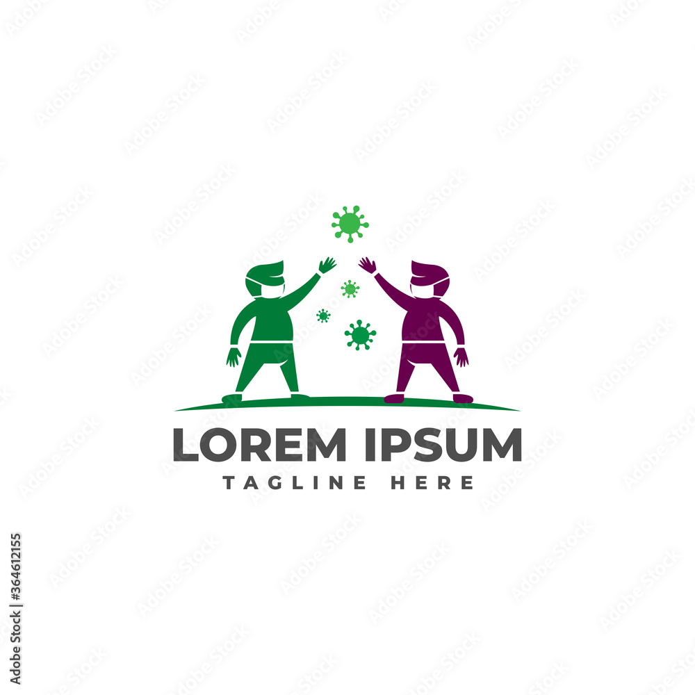 Social Distance People with Protection Virus Logo Vector Icon Illustration Social Distance People with Protection Virus Logo Vector Icon Illustration