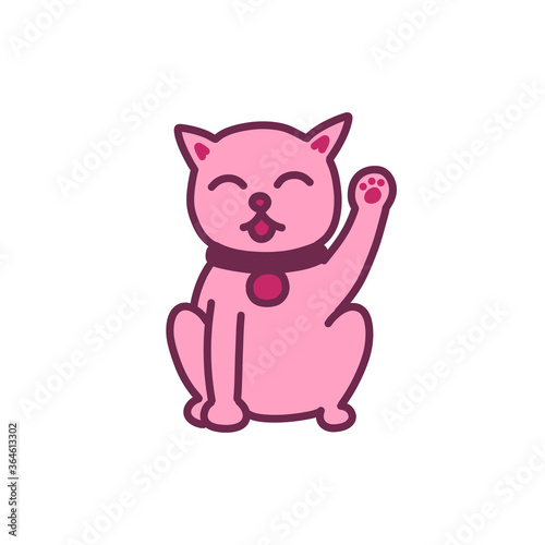 maneki neko doodle icon, vector sticker illustration