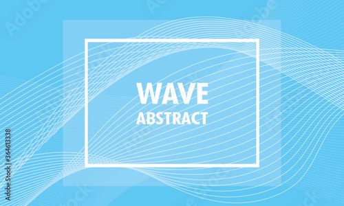 wave abstract with lettering and square frame in blue background