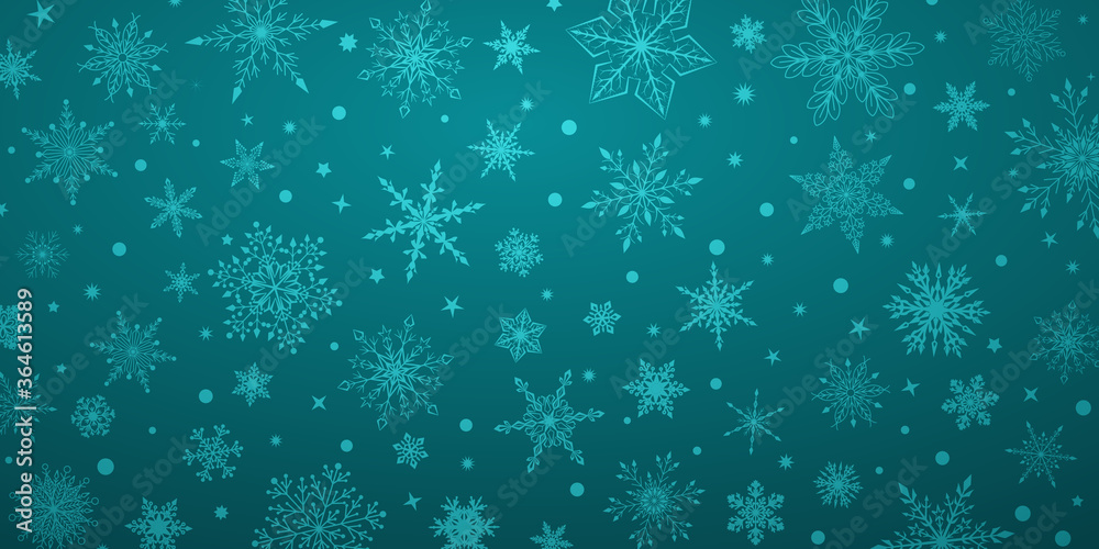 Christmas background with various complex big and small snowflakes, in light blue colors Christmas background with various complex big and small snowflakes, in light blue colors