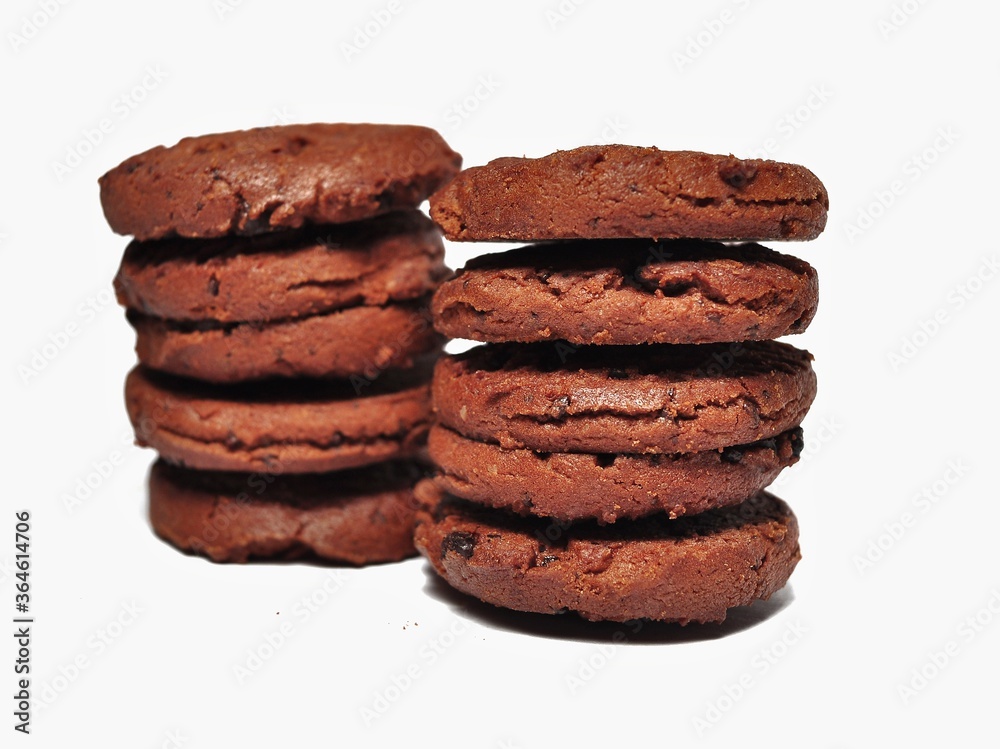 Choco chip cookies isolated on white background. Choco chip chocolate biscuit Choco chip cookies isolated on white background. Choco chip chocolate biscuit