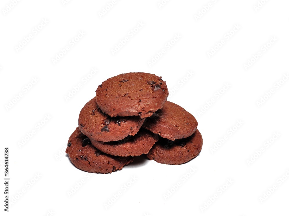 Choco chip cookies isolated on white background. Choco chip chocolate biscuit Choco chip cookies isolated on white background. Choco chip chocolate biscuit