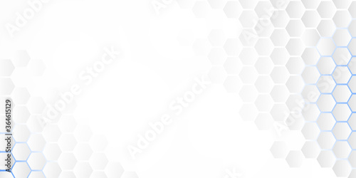 Abstract embossed hexagon, honeycomb white background. light and shadow. Vector. White presentation background