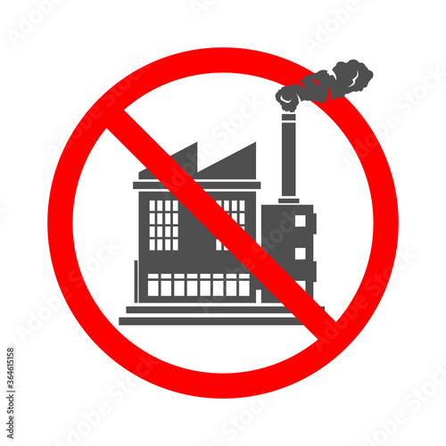 No Pollution Allowed Sign With Industrial Factory Vector illustration Icon.