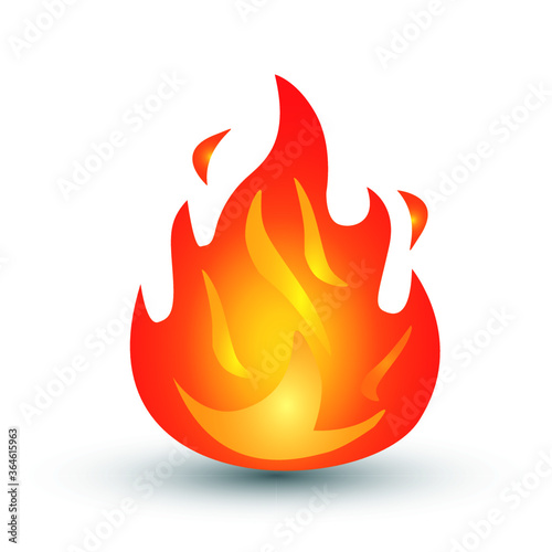 Fire burn emoji flames icon isolated on white background. Vector illustration social media Facebook Whatsapp Instagram Apple Google chat comment reactions, icon template