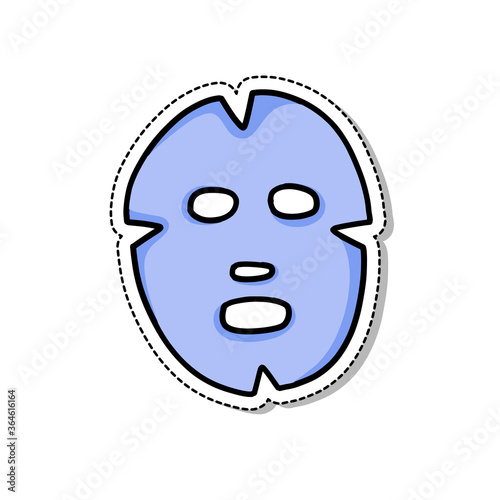 face sheet mask doodle icon, vector sticker illustration