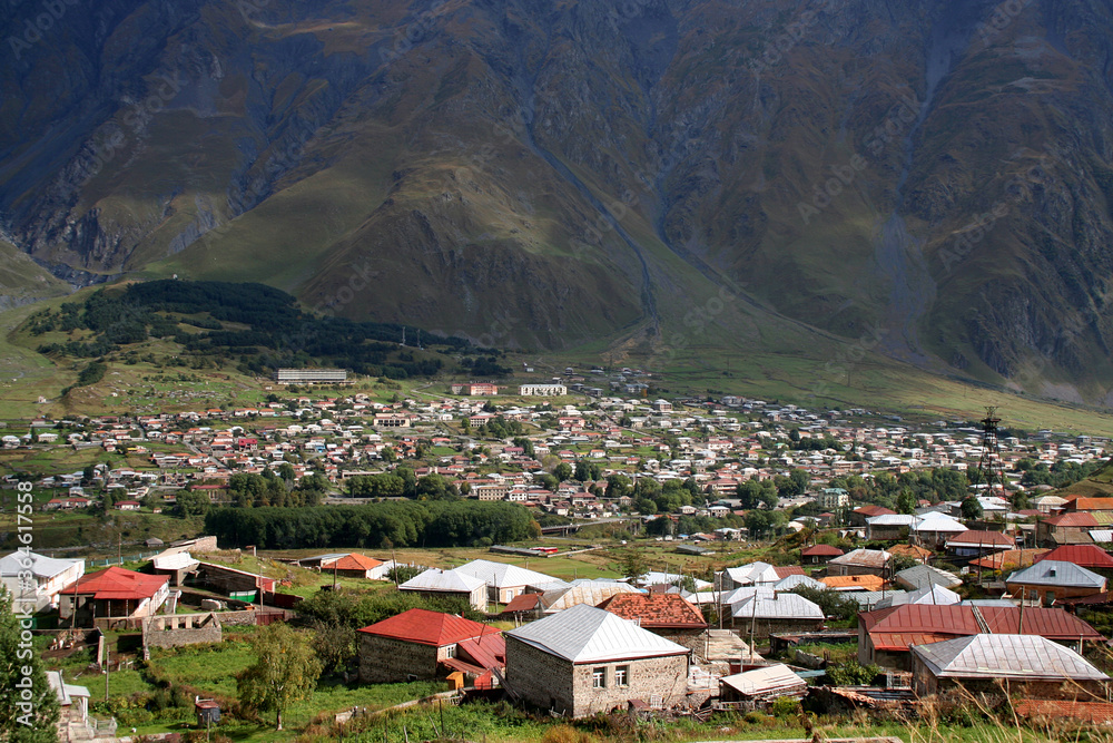 Kazbegi-Gergeti Village in Caucasus, Georgia.