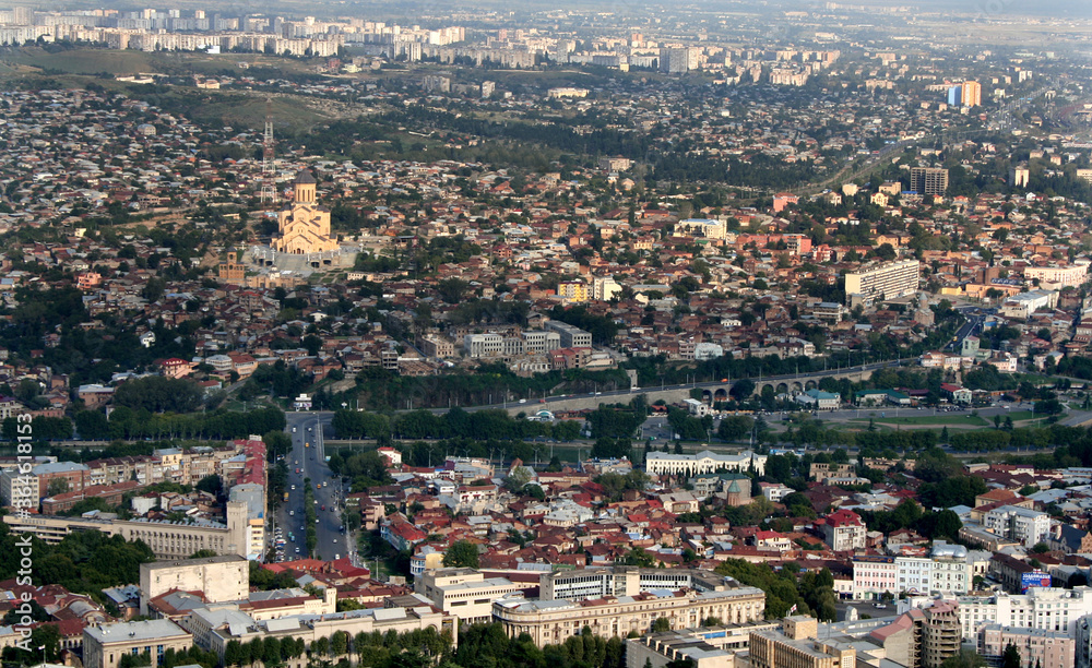 Tbilisi city panorama from Narikala Fortress in Georgia.