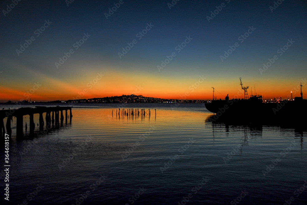 Sunset at Montevideo Port Sunset at Montevideo Port