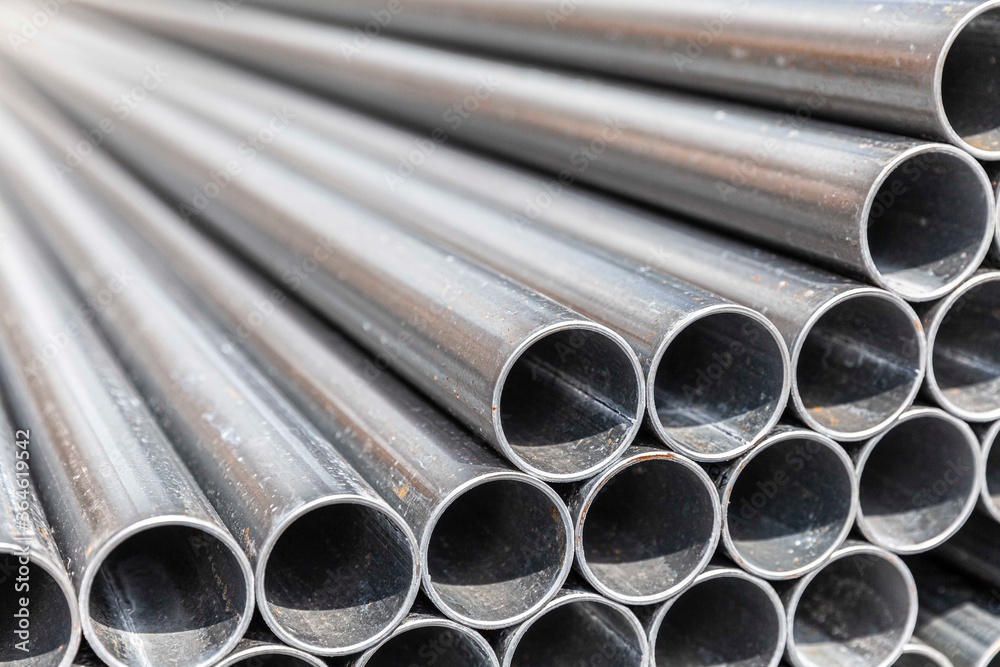 Close - up Stack of construction metal pipes Close - up Stack of construction metal pipes