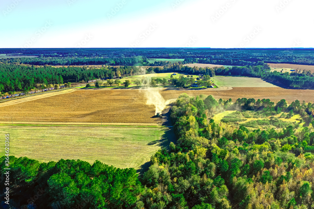 Aerial Drone View Of Farmland