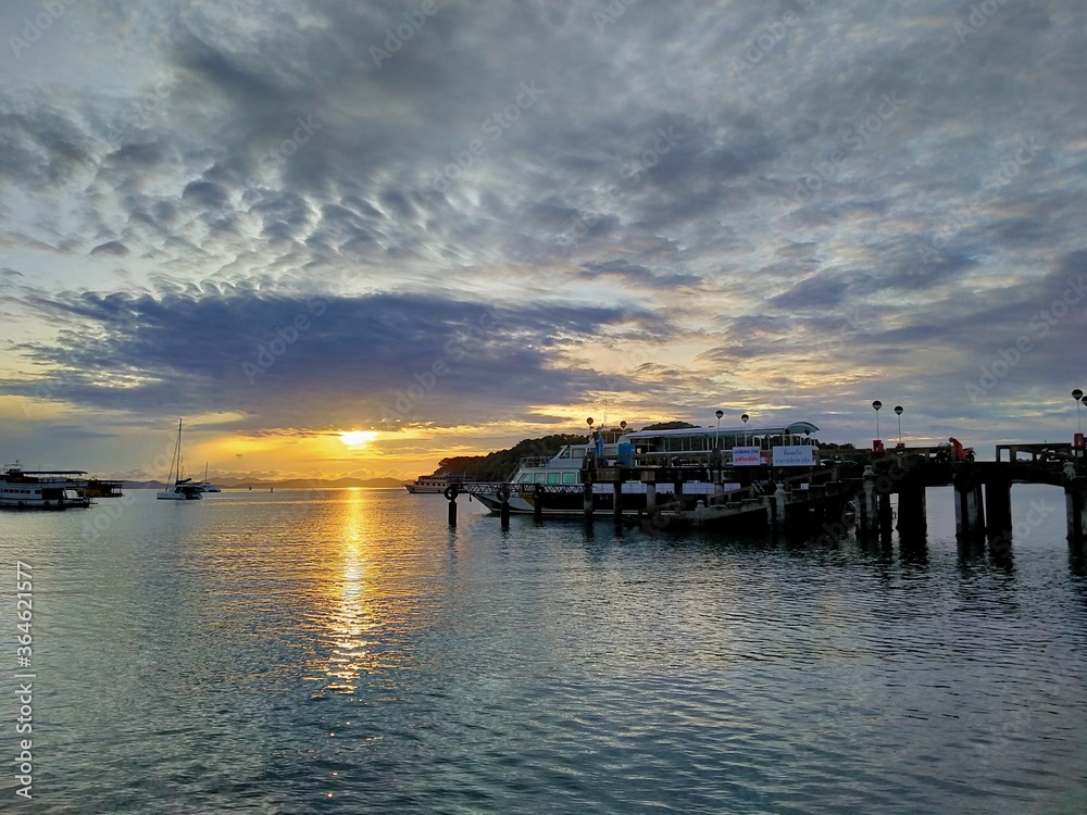 The sunrise on a clear day for tourism in Phuket. The sunrise on a clear day for tourism in Phuket.