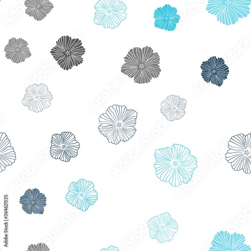 Dark BLUE vector seamless doodle texture with flowers. Flowers with gradient on white background. Design for textile, fabric, wallpapers.