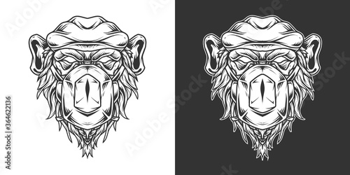 Chimp Medic Head Logo Line Art