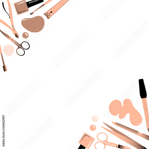 Frame with accessories for manicure. Vector illustration.