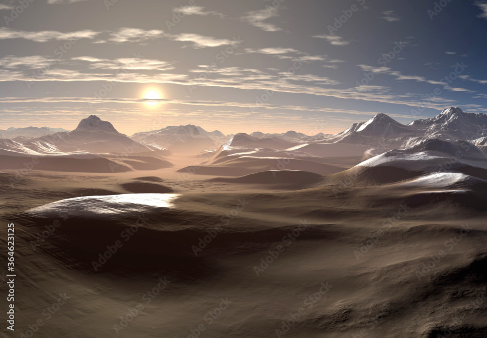 3D Rendered Fantasy Desert Landscape - 3D Illustration
