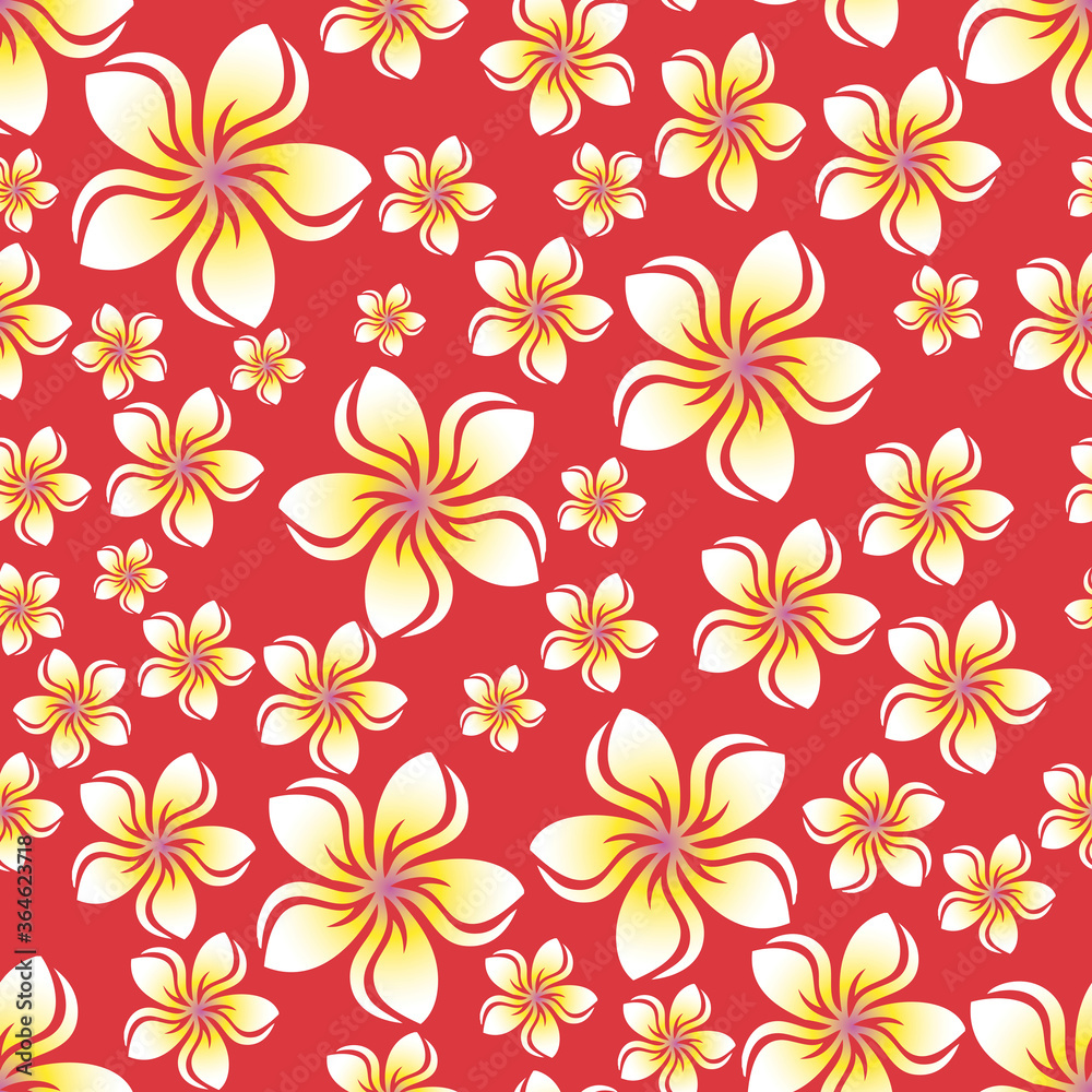Random frangipani flower seamless repeat pattern background Random frangipani flower seamless repeat pattern background