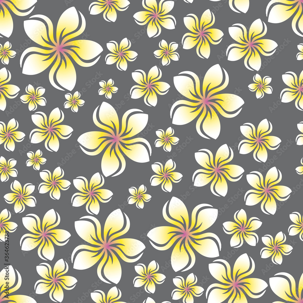 Random frangipani flower seamless repeat pattern background