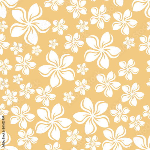 Random frangipani flower seamless repeat pattern background © Estalon Industries