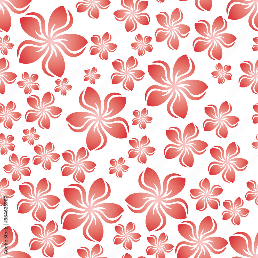 Random frangipani flower seamless repeat pattern background