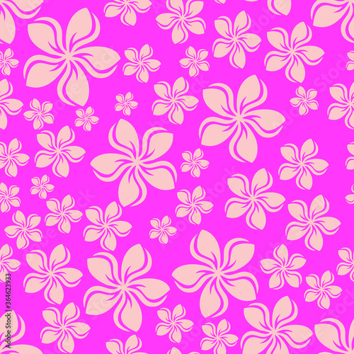 Random frangipani flower seamless repeat pattern background