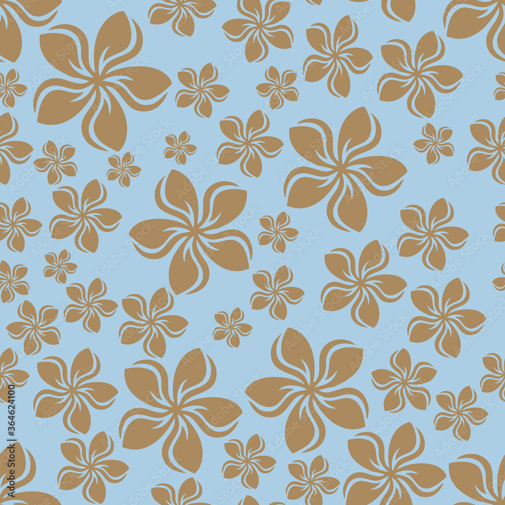 Random frangipani flower seamless repeat pattern background