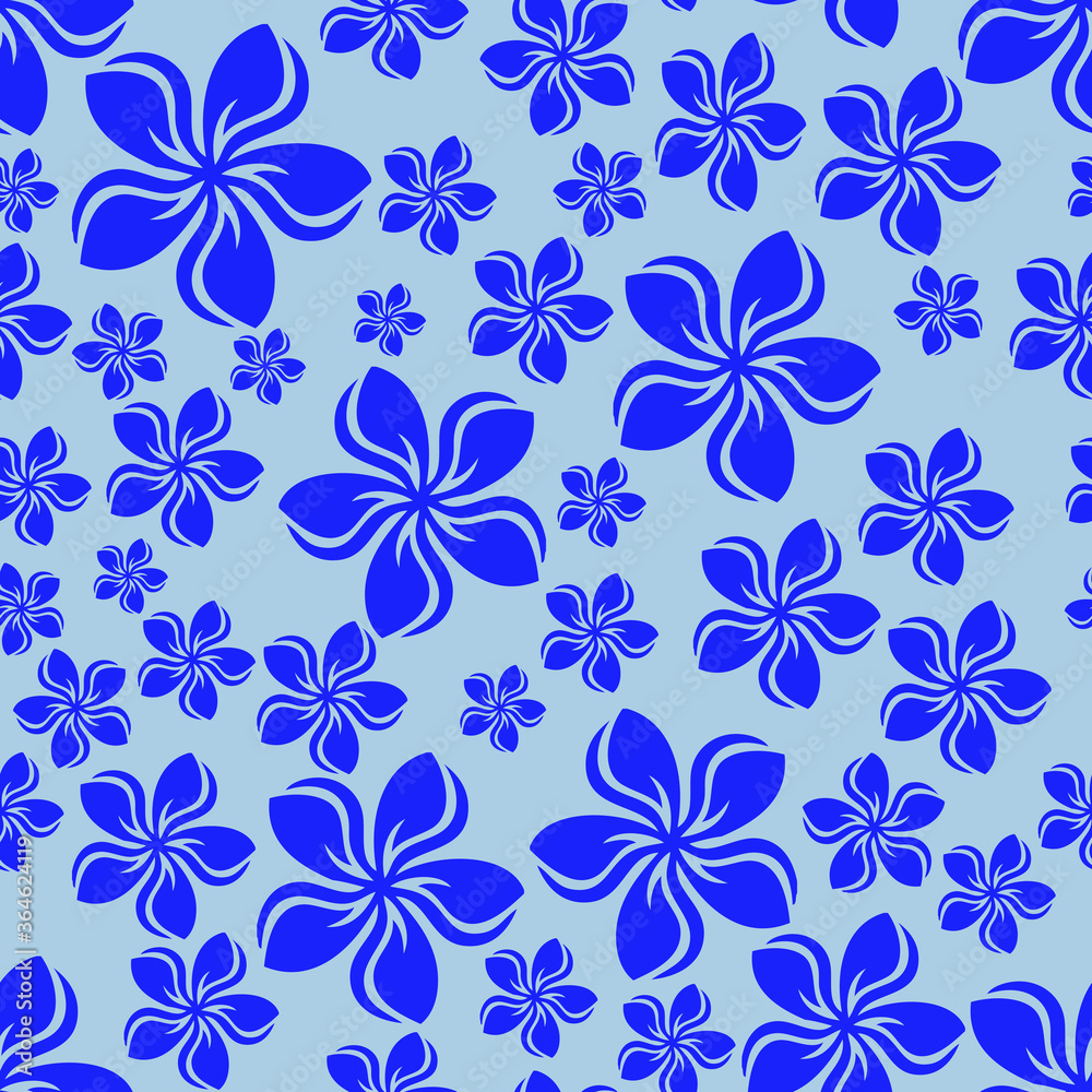 Random frangipani flower seamless repeat pattern background