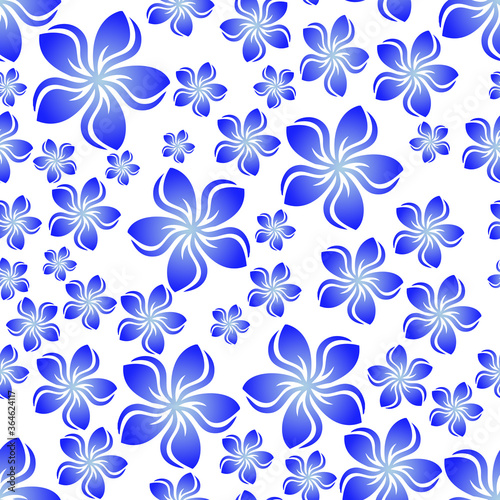 Random frangipani flower seamless repeat pattern background