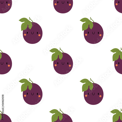 Kawaii Cartoon Passion Fruit. Patterns