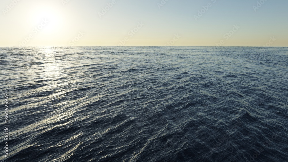 Obraz premium Blue ocean waves seascape background. 3D rendering image