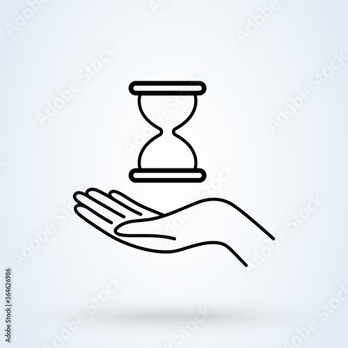 Hand hold time. Time management line. Time control, planning or management concept. vector illustrator