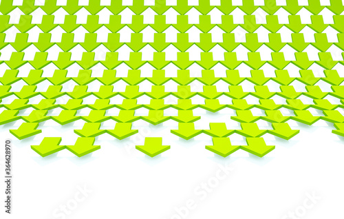 3d rendering green arrow on white background