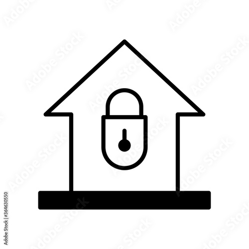 house with padlock line style icon