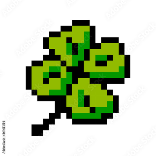 Pixel four leaf. logo pattern four leaf image. Vector Illustration of pixel art. © Two Pixel