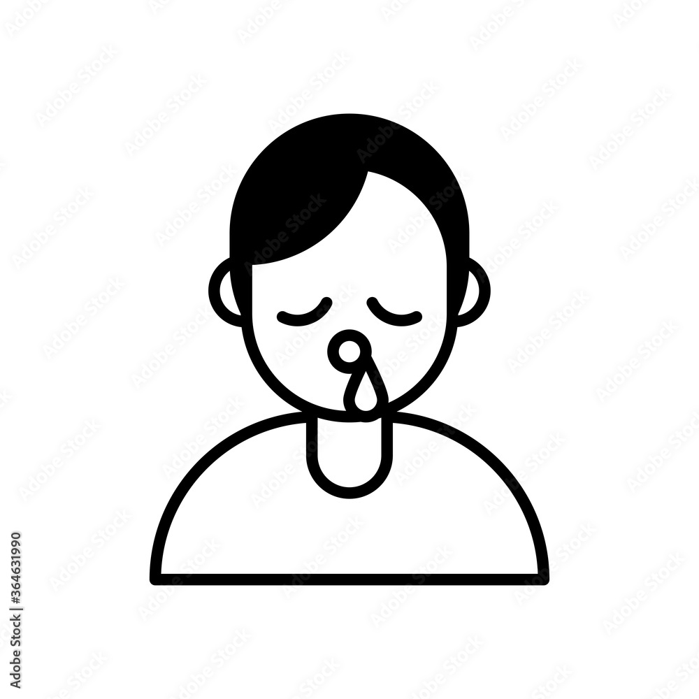 person with runny nose covid19 symptom line style icon person with runny nose covid19 symptom line style icon