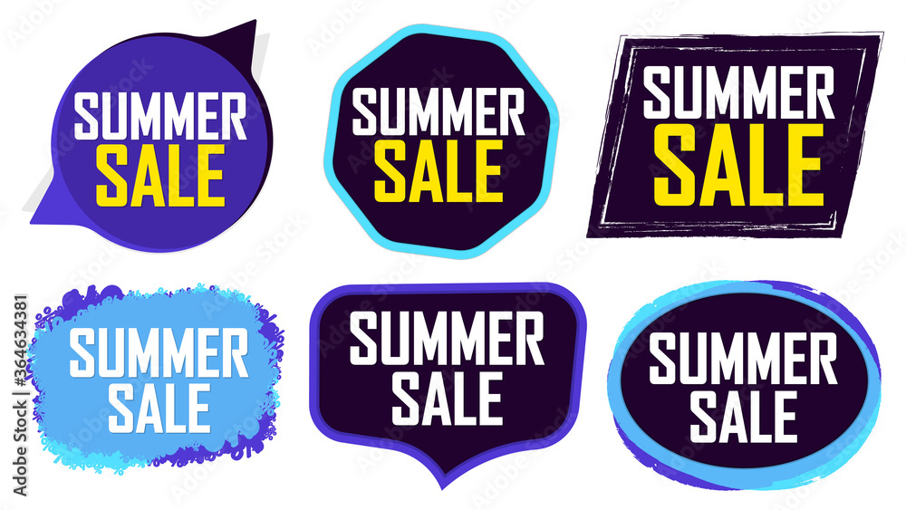 Set Summer Sale banners design template, discount tags, special edition, vector illustration