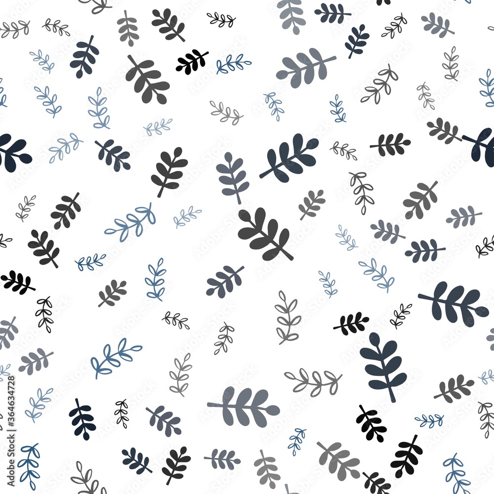 Dark BLUE vector seamless elegant pattern with leaves, branches. Sketchy doodles on white background. Pattern for design of fabric, wallpapers. Dark BLUE vector seamless elegant pattern with leaves, branches. Sketchy doodles on white background. Pattern for design of fabric, wallpapers.