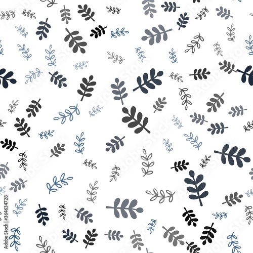 Dark BLUE vector seamless elegant pattern with leaves, branches. Sketchy doodles on white background. Pattern for design of fabric, wallpapers. © smaria2015